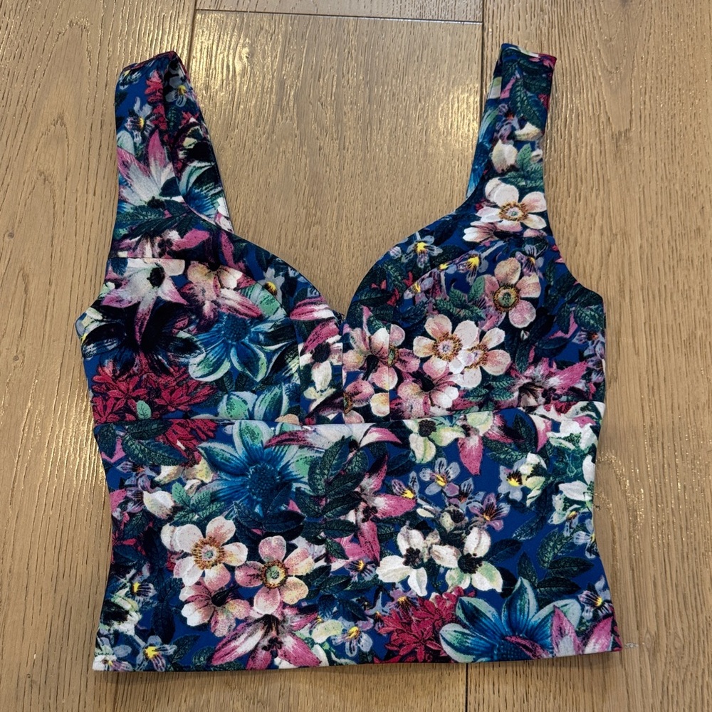 Guess Floral Crop Top - Blue and Pink